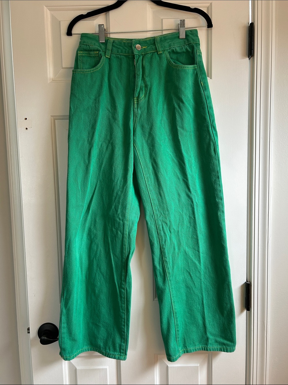 M Wide Leg High-Waist Green Jeans